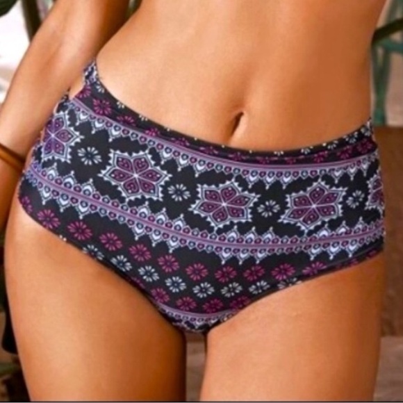 Tribal High Waist Bikini 2Pc W/Pads lining Bottoms 4 Cuts On Sides Of Bikini Set - Picture 8 of 9